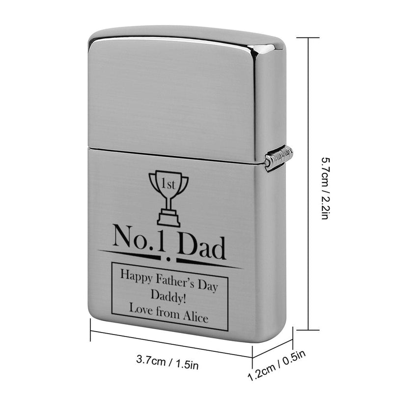 Custom Name Metal Single-Sided Printing No.1 Dad Lighter Housing Personalized Lighter Case Father's Day Gift