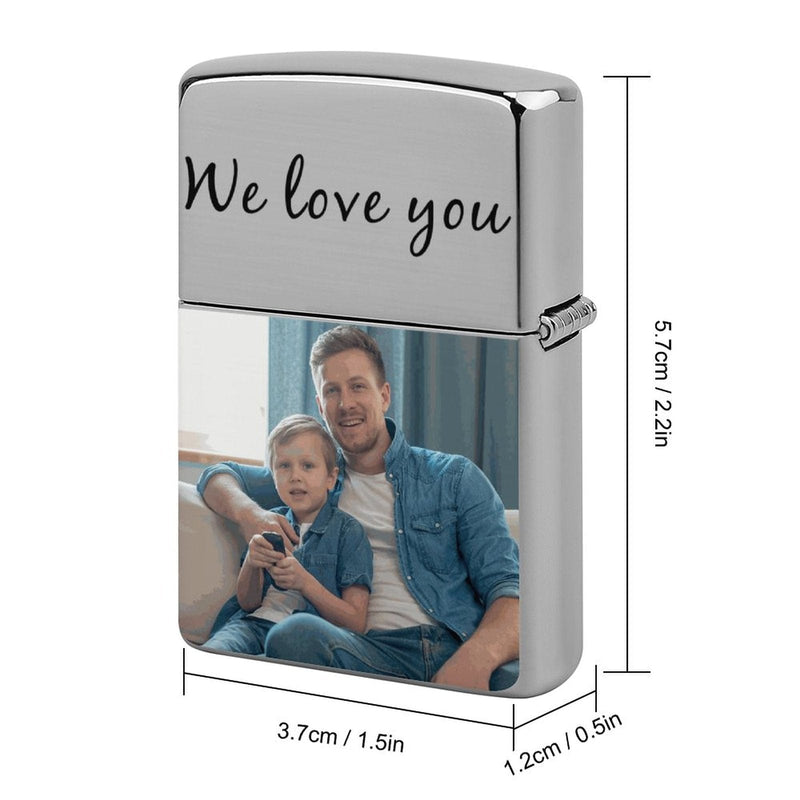 Custom Photo&Text Metal Single-Sided Printing Lighter Housing Personalized Lighter Case Father's Day Gift