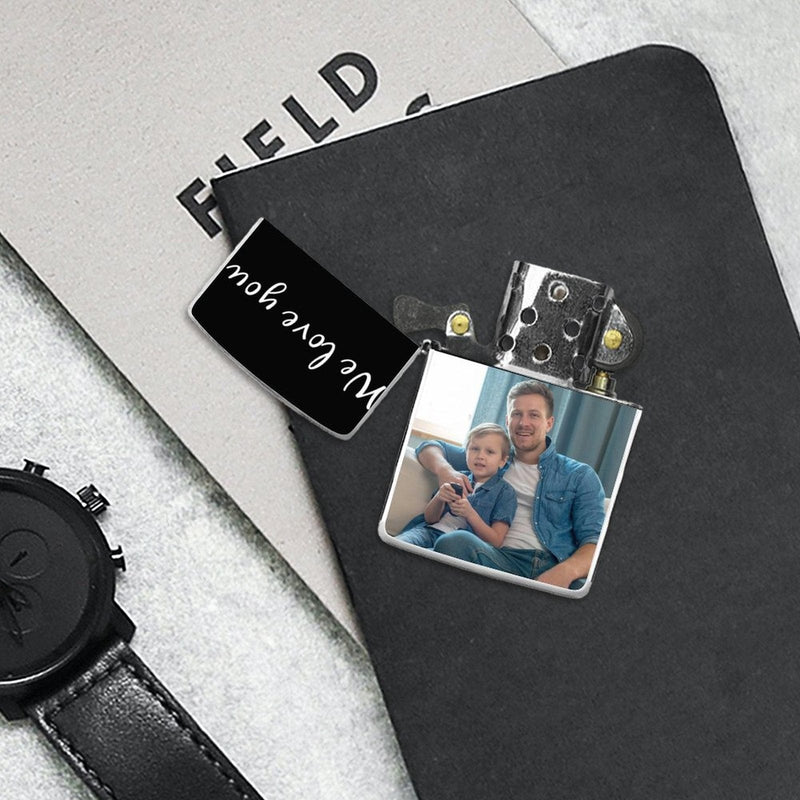 Custom Photo&Text Metal Single-Sided Printing Lighter Housing Personalized Lighter Case Father's Day Gift