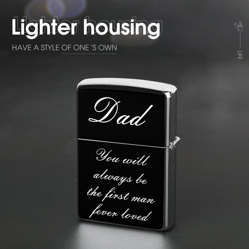 Custom Text Metal Single-Sided Printing Lighter Housing Personalized Lighter Case Father's Day Gift