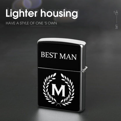 [Free Shipping]Custom Text&amp;Letter Metal Single-Sided Printing Lighter Housing Personalized Lighter Case Father&