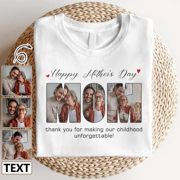 [Upload 3 Photo] Custom Happy Mother's Day Father's Day Family Photo Collage Light Shirts Gift For Mom/Dad/Grandma/Grandpa