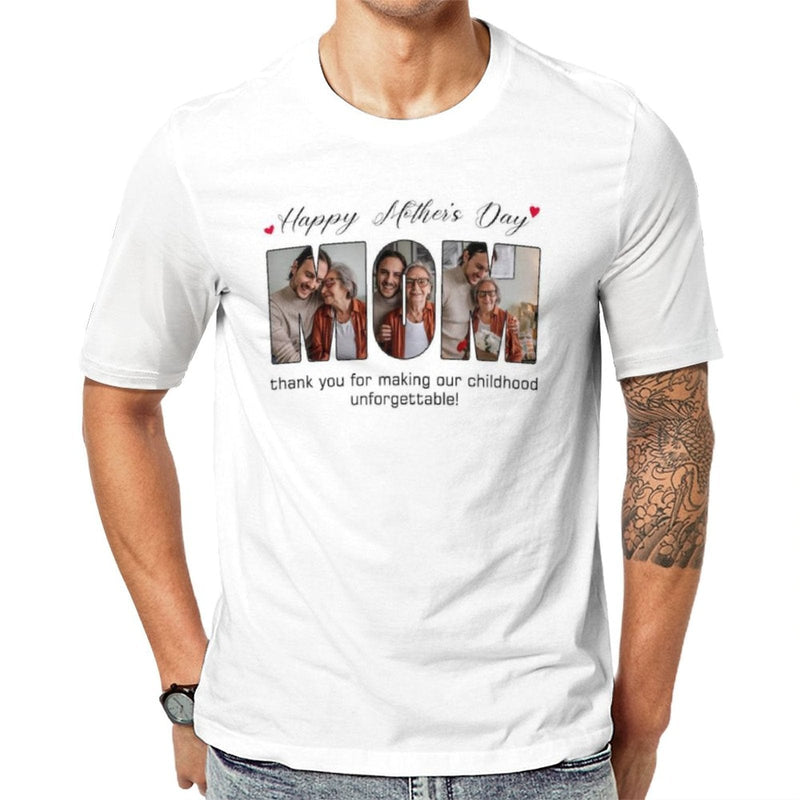 [Upload 3 Photo] Custom Happy Mother's Day Father's Day Family Photo Collage Light Shirts Gift For Mom/Dad/Grandma/Grandpa