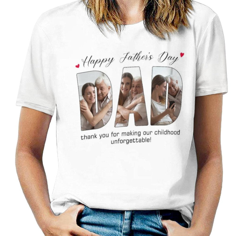 [Upload 3 Photo] Custom Happy Mother's Day Father's Day Family Photo Collage Light Shirts Gift For Mom/Dad/Grandma/Grandpa