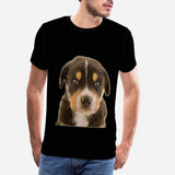 Custom Dog Face Tee Black Classic Men's All Over Print T-shirt Personalzied Photo Shirts for Him