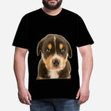 Custom Dog Face Tee Black Classic Men's All Over Print T-shirt Personalzied Photo Shirts for Him