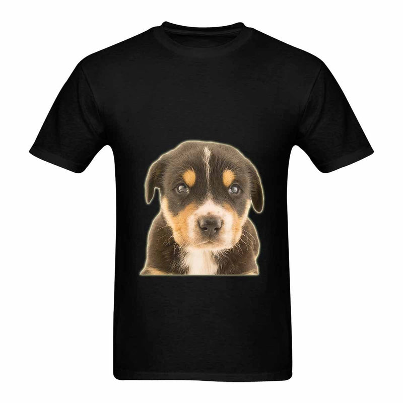 Custom Dog Face Tee Black Classic Men's All Over Print T-shirt Personalzied Photo Shirts for Him