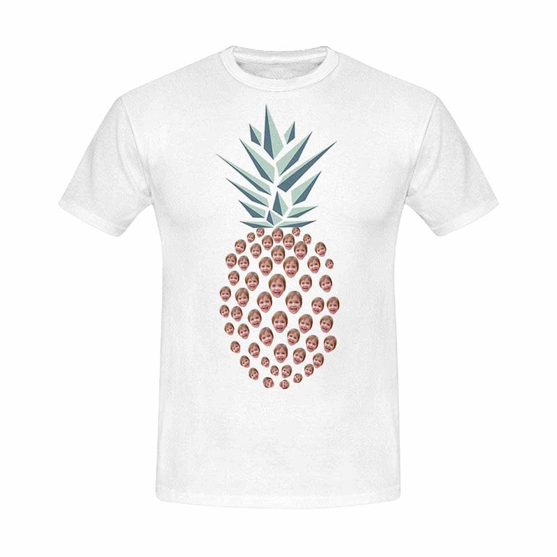 Custom Face Shirts with Pineapple White Men's All Over Print T-shirt with Personalized Pictures for Your Best Dad Gift