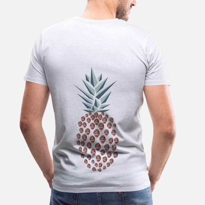 Custom Face Shirts with Pineapple White Men's All Over Print T-shirt with Personalized Pictures for Your Best Dad Gift