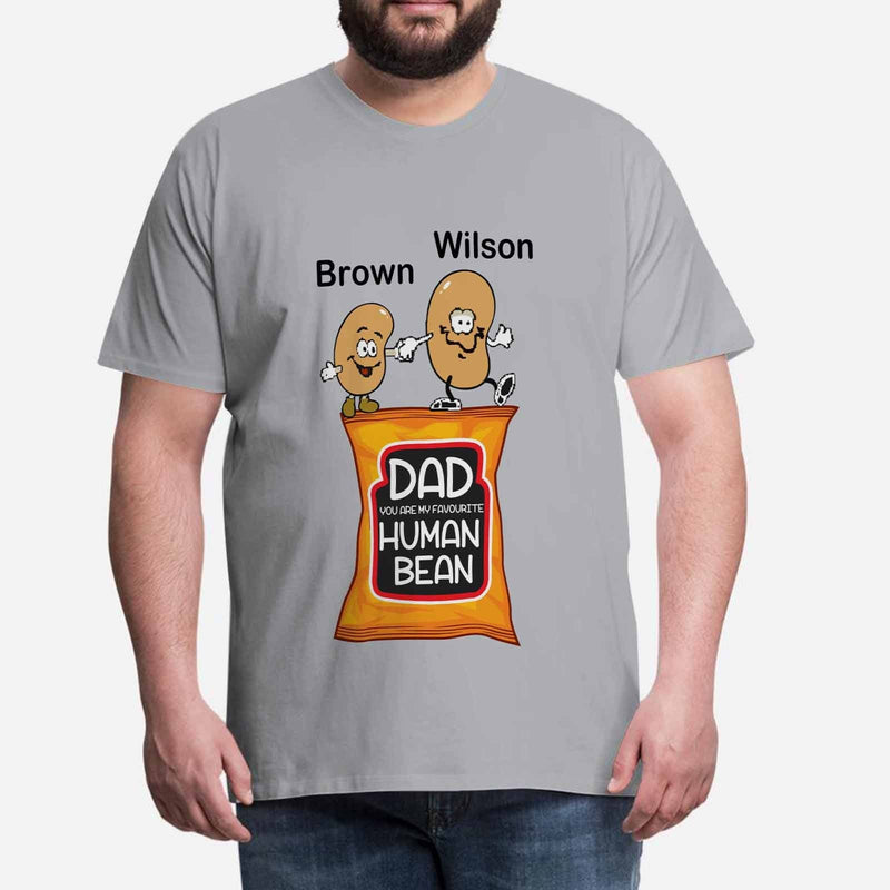 Custom Name Tee with Human Bean Men's All Over Print T-shirt with Personalized Pictures for Father's Day Gift