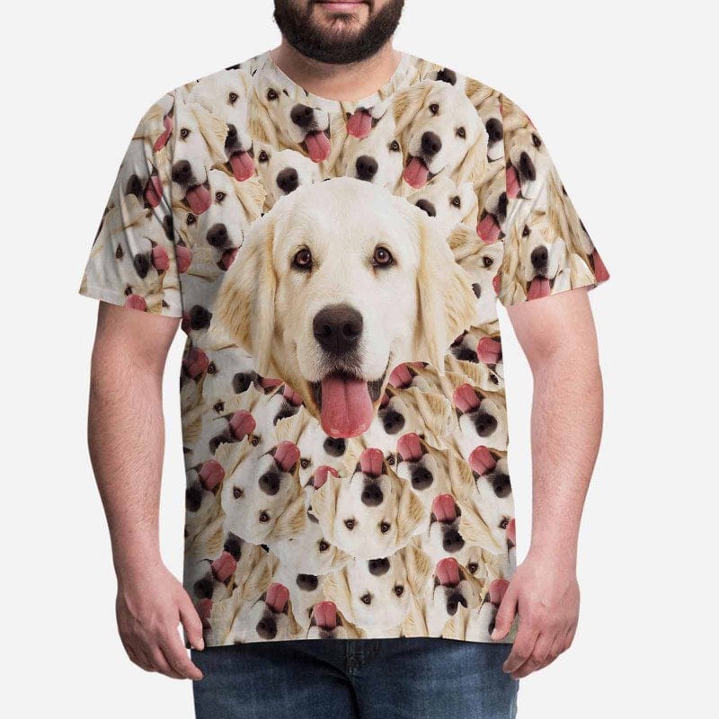 Custom Pet Face Smash Shirt with Pictures Men's All Over Print T-shirt Put Your Dog on A Shirt for Him