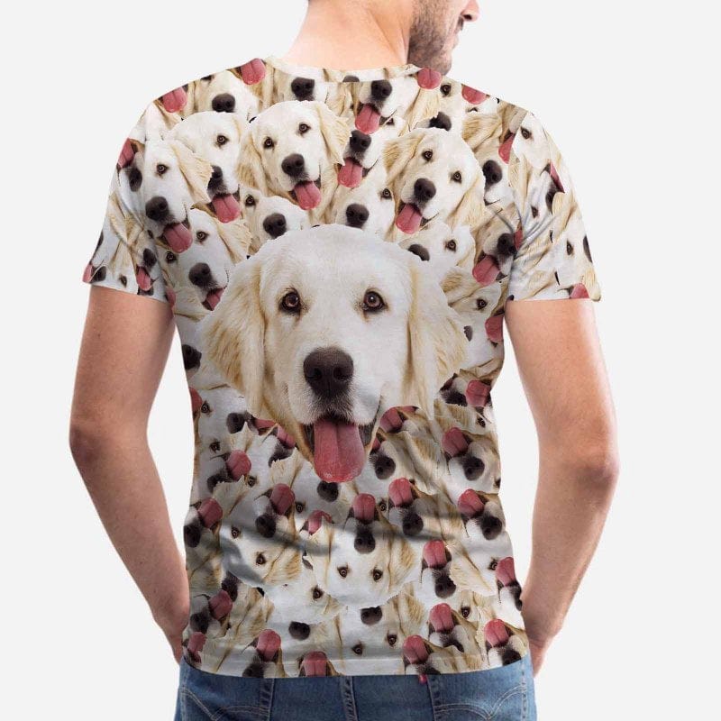 Custom Pet Face Smash Shirt with Pictures Men's All Over Print T-shirt Put Your Dog on A Shirt for Him