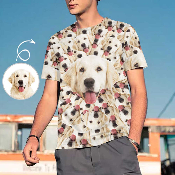 Custom Pet Face Smash Shirt with Pictures Men's All Over Print T-shirt Put Your Dog on A Shirt for Him