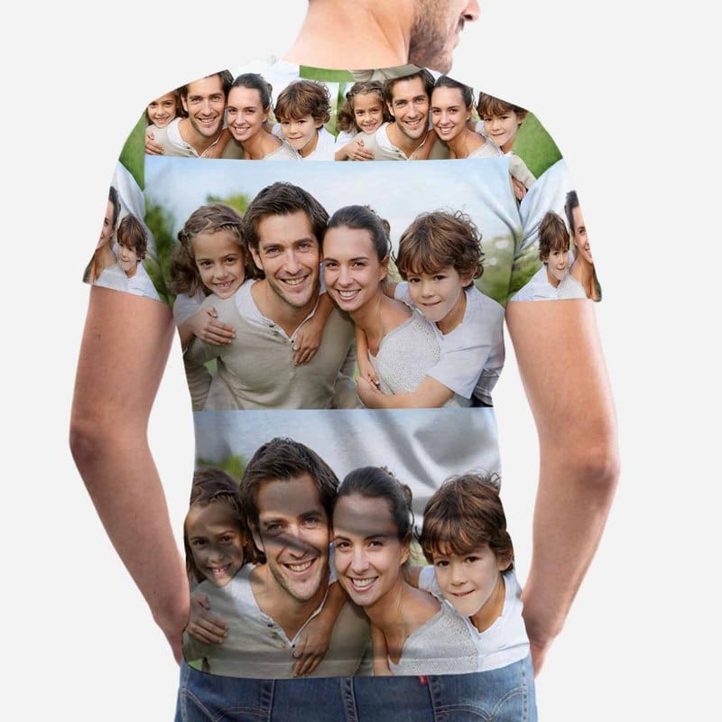 Custom Photo Shirts Happy Family Men's All Over Print T-shirt with Personalized Pictures