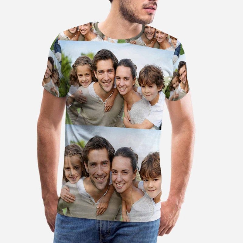 Custom Photo Shirts Happy Family Men's All Over Print T-shirt with Personalized Pictures