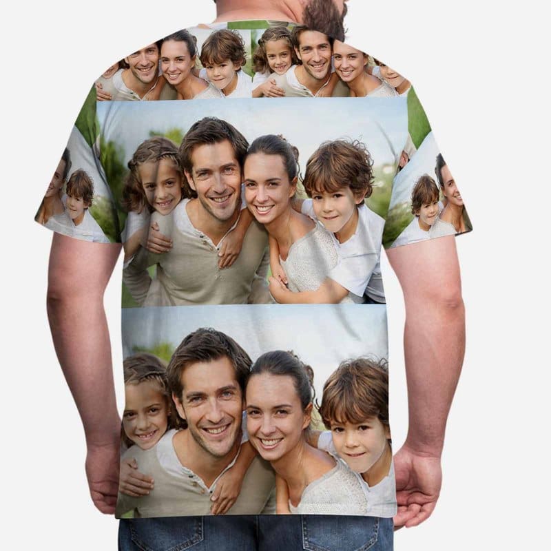 Custom Photo Shirts Happy Family Men's All Over Print T-shirt with Personalized Pictures