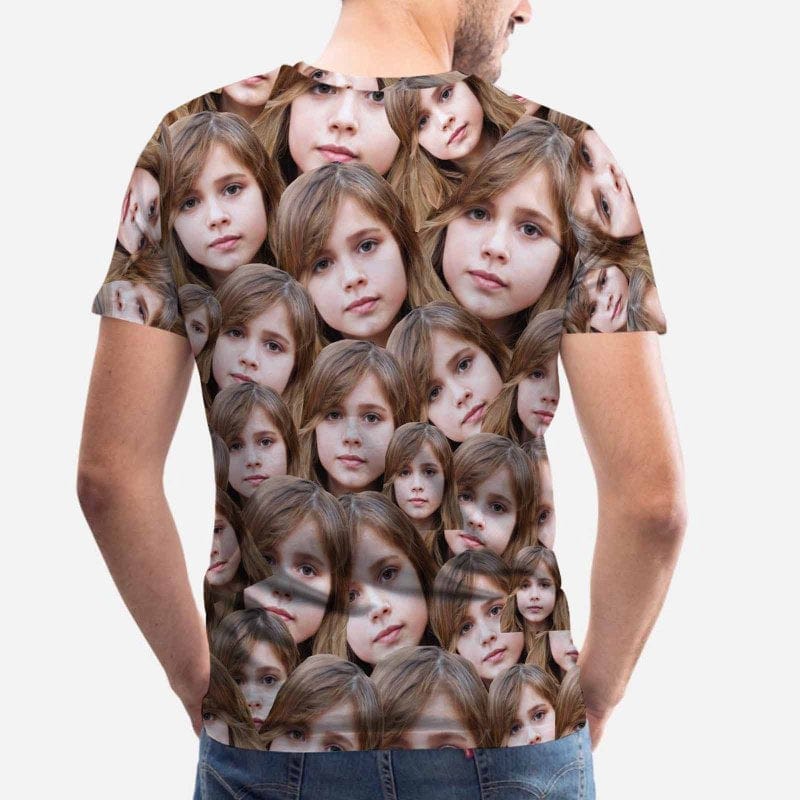 Custom Shirts with Daughter Faces Men's All Over Print T-shirt Personalized Put Your Face on A Tee for Father