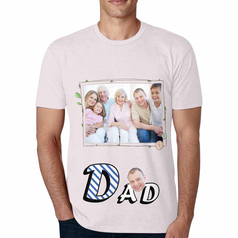 Custom Shirts with Family Photo Men's All Over Print T-shirt with Personalized Pictures for Father's Day