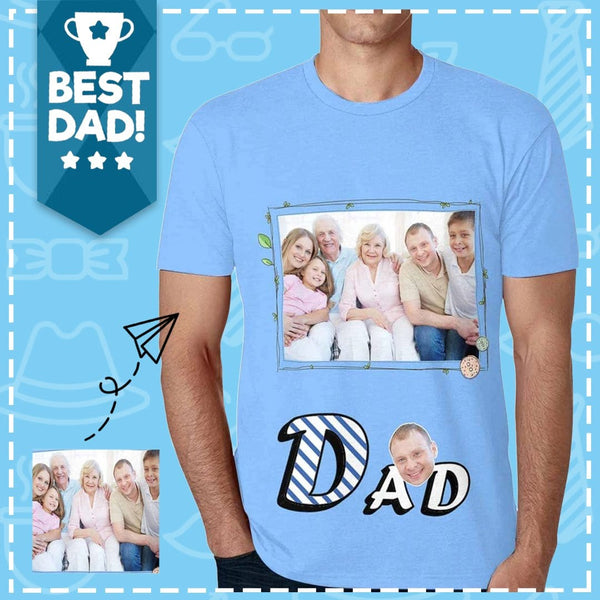 Custom Shirts with Family Photo Men's All Over Print T-shirt with Personalized Pictures for Father's Day