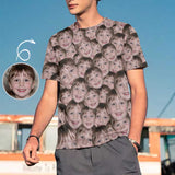 Men's Custom Son Face Shirt Seamless Put Your Face on Tee for Father