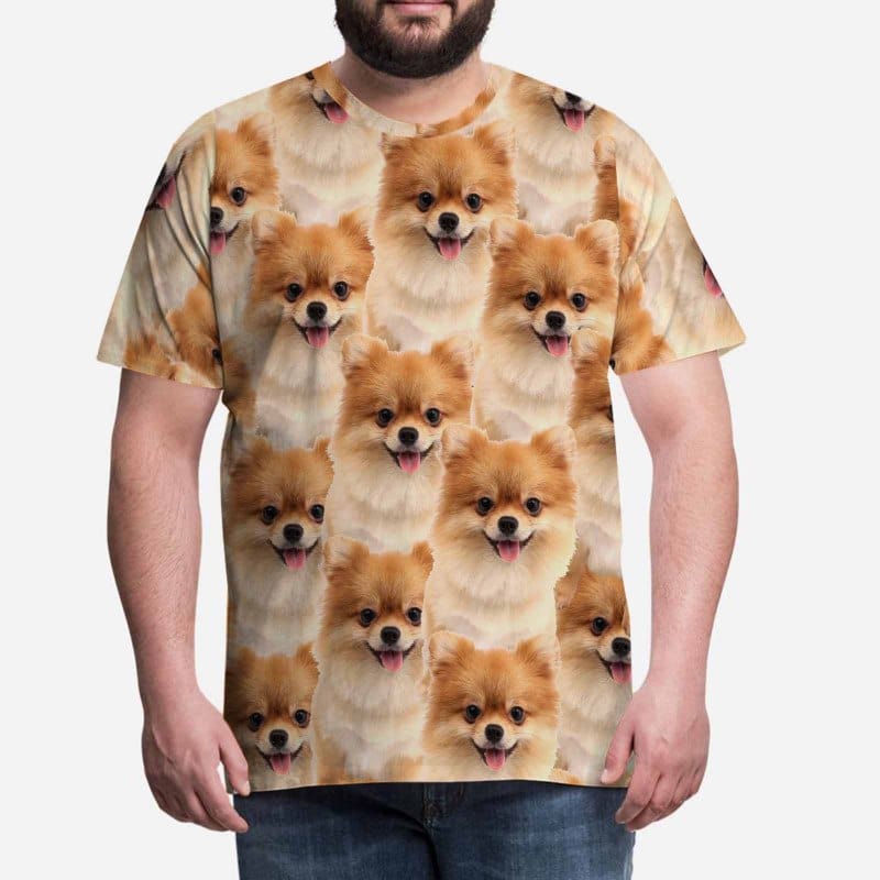 Personalized Seamless Face Tee Cute Dog Put Your Dog on A Shirt Custom Men's All Over Print T-shirt for Him