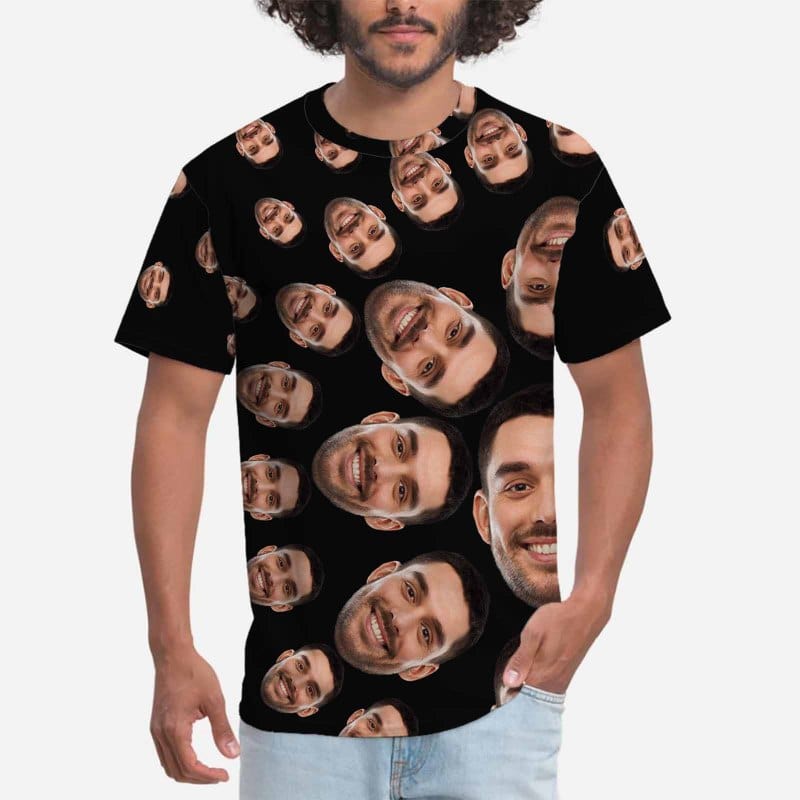 Shirts with Personalized Pictures Custom Face Men's All Over Print T-shirt for Boyfriend