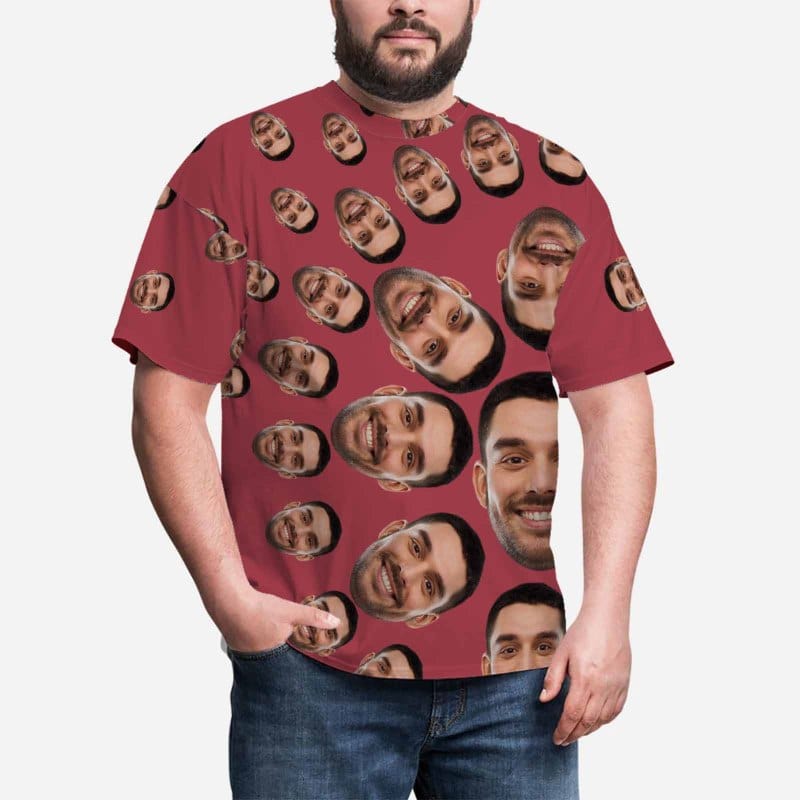 Shirts with Personalized Pictures Custom Face Men's All Over Print T-shirt for Boyfriend