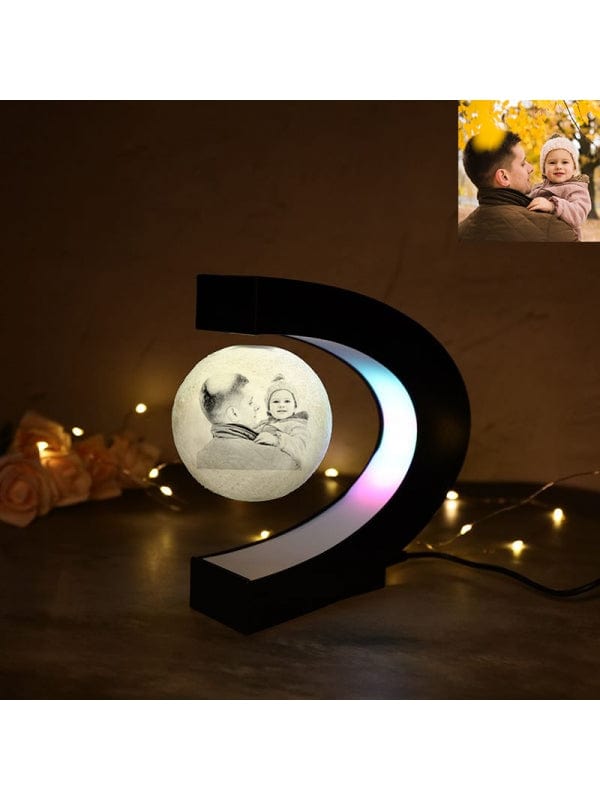 Custom Face & Text C-Type Magnetic Levitation Table 3D Light Moon Light