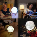 Custom Photo&Text 16 Colors LED 3D Printing Moon Lamp with Stand & Remote/Touch Control and USB Rechargeable