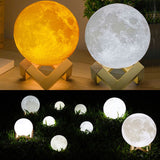 Custom Photo&Text 16 Colors LED 3D Printing Moon Lamp with Stand & Remote/Touch Control and USB Rechargeable