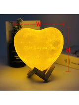 Custom Photo & Text 3D Moon Heart Shaped Night Light Photo Lamp-16 Colors