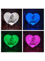 Custom Photo & Text 3D Moon Heart Shaped Night Light Photo Lamp-16 Colors