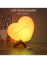 Custom Photo & Text 3D Moon Heart Shaped Night Light Photo Lamp-16 Colors