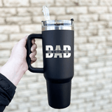 Custom Name 40oz Stainless Steel Travel Tumbler with Handle and Straw Lid Large Capacity Car Cup Father's Day Gifts