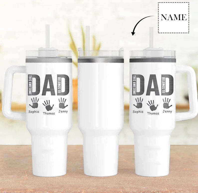 Custom Name Dad 40oz Stainless Steel Travel Tumbler with Handle and Straw Lid Large Capacity Car Cup Father's Day Gifts