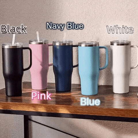 Custom Name Hands 40oz Stainless Steel Travel Tumbler with Handle and Straw Lid Large Capacity Car Cup Father's Day Gifts