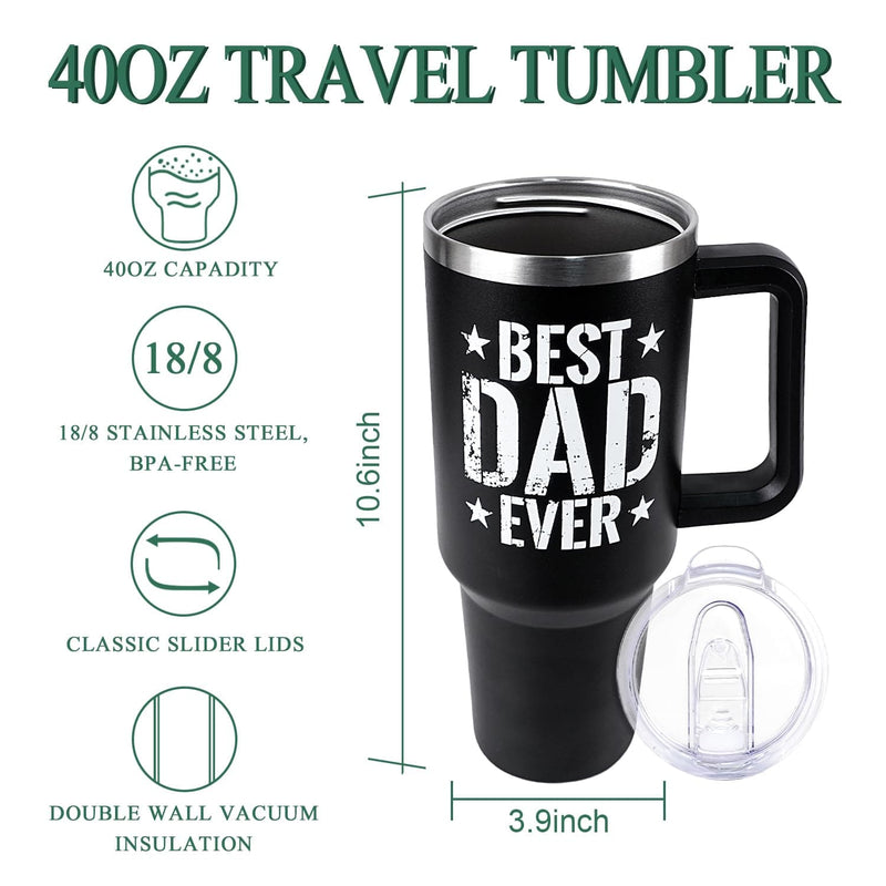 Custom Photo 40oz Stainless Steel Travel Tumbler with Handle and Straw Lid Large Capacity Car Cup Father's Day Gifts