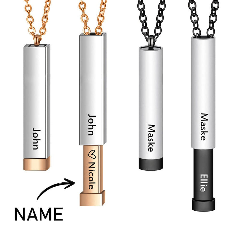 Custom Name Necklace Personalized Retractable Hidden Message Pendants Necklace Father's Day Gift