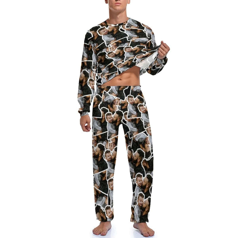 Personalized Men's Pajamas Custom Photo Loungewear Seamless Dad Love Son Pajama Set For Men