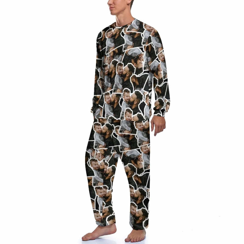 Personalized Men's Pajamas Custom Photo Loungewear Seamless Dad Love Son Pajama Set For Men