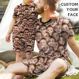 Custom Face Seamless Crew Neck Short Pajama Set Funny T-shirt &Shorts