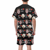 Custom 2 Photo Face Pajamas Happy Father's Day For We DAD Men's Long and Short Pajama Set Gift For Family