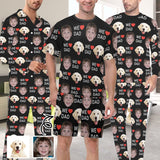 Custom 2 Photo Face Pajamas Happy Father's Day For We DAD Men's Long and Short Pajama Set Gift For Family