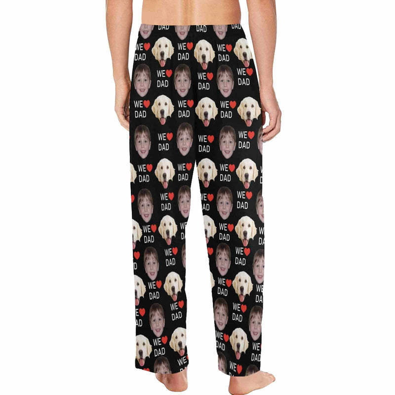 Custom 2 Photo Face Pajamas Happy Mother's Day Father's Day For We MOM&DAD Men's Long Pajama Pants Gift For Family