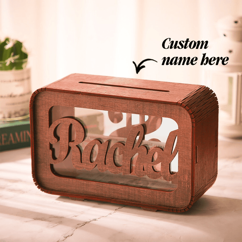 Custom Wooden Piggy Bank Handcrafted Personalized Name Money Bank Perfect Savings Gift for Kids