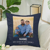 Custom Photo&Name Pillow Case Father's Day Blue Throw Pillow Cover