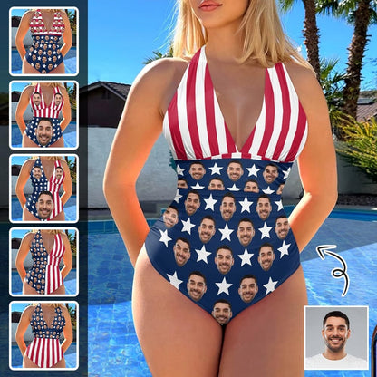 Custom Face American Flag Women&