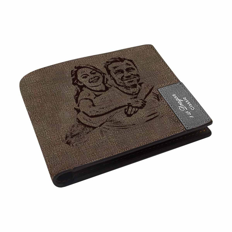 Custom Photo Father's Day Brown Engraved Bifold Men's Leather Wallet Personalized Photo Wallet For Dad-Put Your Photo On Wallet