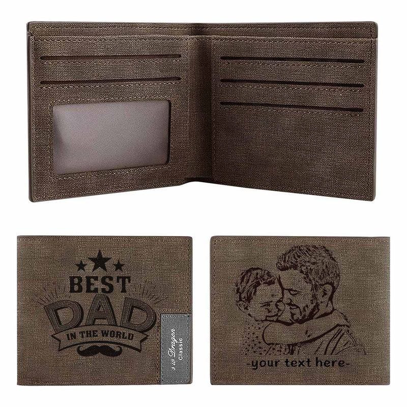 Custom Photo&Text Best Dad Engraved Bifold Men's Leather Wallet Personalized Photo Wallet For Dad-Put Your Photo On Wallet | Father's Day Gifts