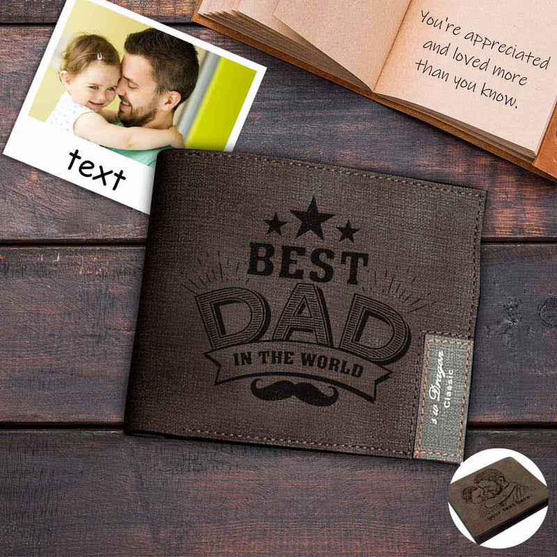 Custom Photo&Text Best Dad Wallet Personalized Men's Engraved Wallet